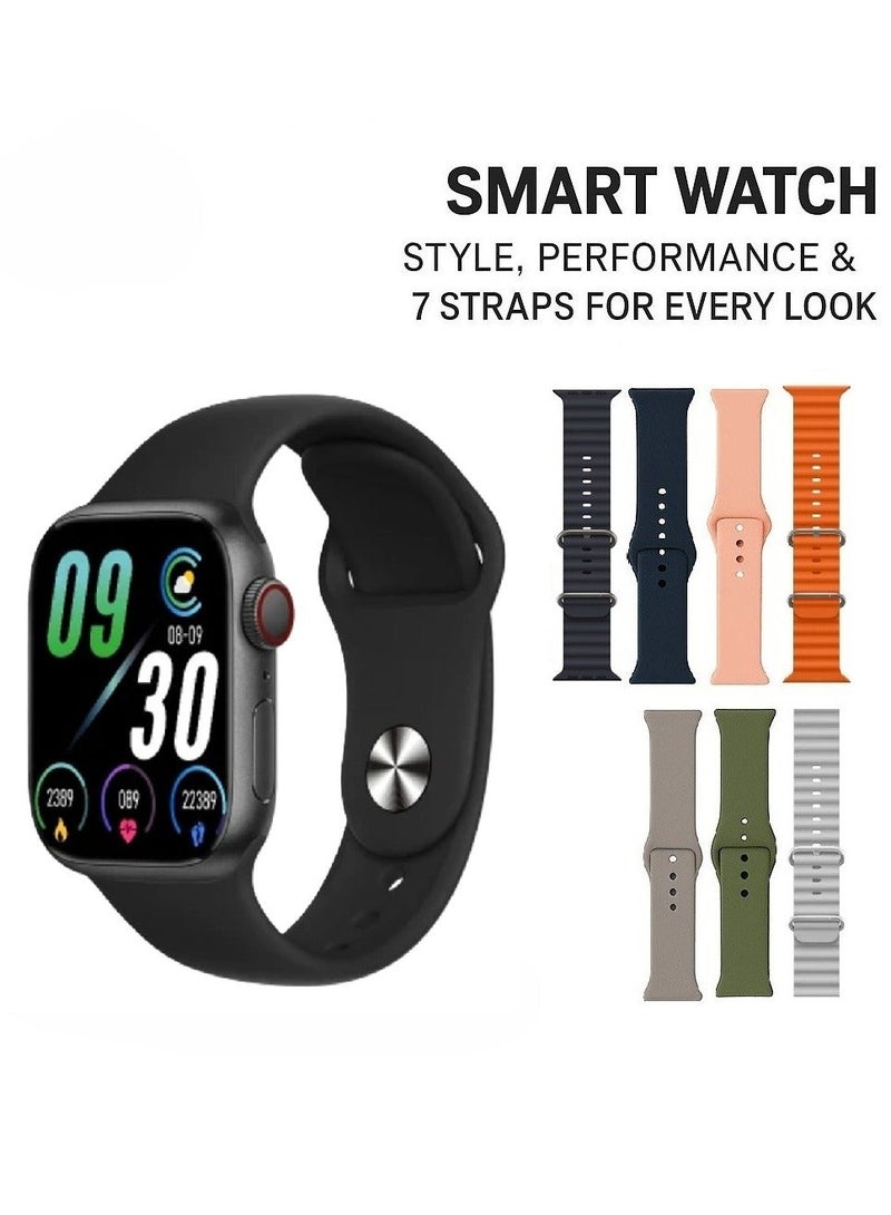 الذاكرة السريعة ساعة ذكي لحساب السعرات الحرارية و استقبال الرسائل و المكالمات الاصدار 9 و تدعم اللغة العربية  أسود - Image 1